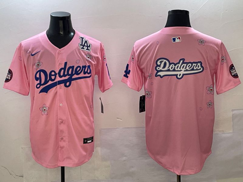 Men Los Angeles Dodgers Blank Pink Sakura Edition 2025 Nike MLB Jersey style 17